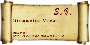 Simonovics Vince névjegykártya